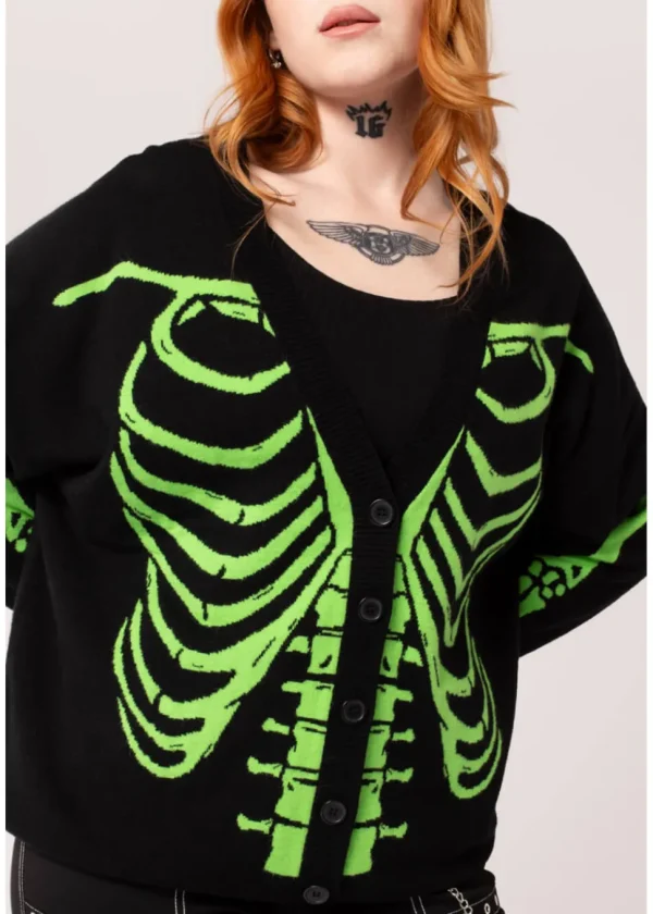 Hell Bunny Skeleton Cardigan Black Green