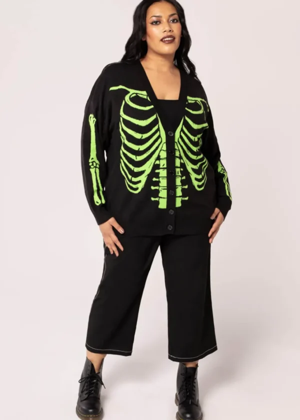 Hell Bunny Skeleton Cardigan Black Green
