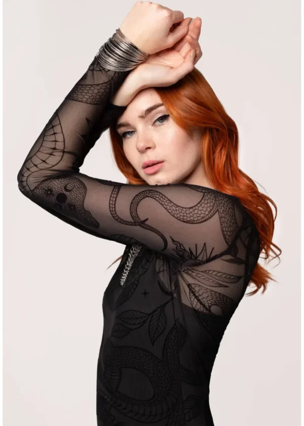 Hell Bunny Snake Charmer Midi Dress Black