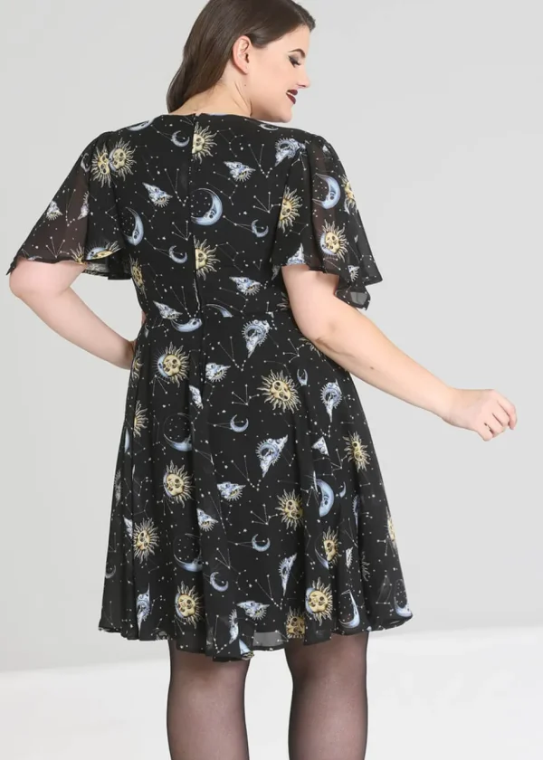 Hell Bunny Solaris Sun & Moon 70's Dress Black