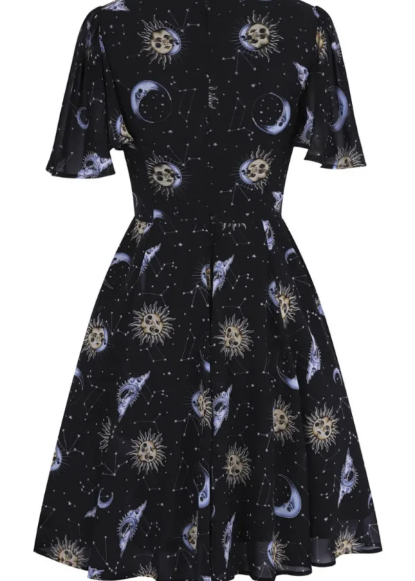 Hell Bunny Solaris Sun & Moon 70's Dress Black