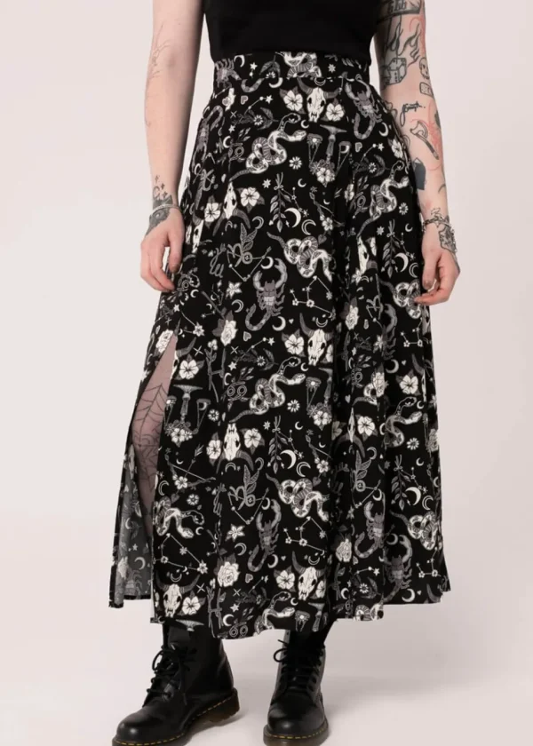 Hell Bunny Star Sign 70's Maxi Skirt Black