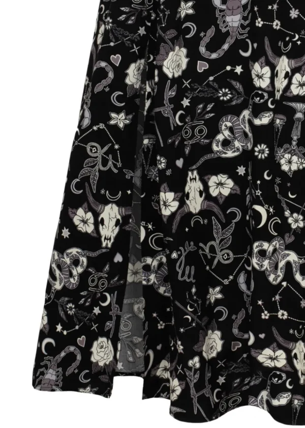 Hell Bunny Star Sign 70's Maxi Skirt Black
