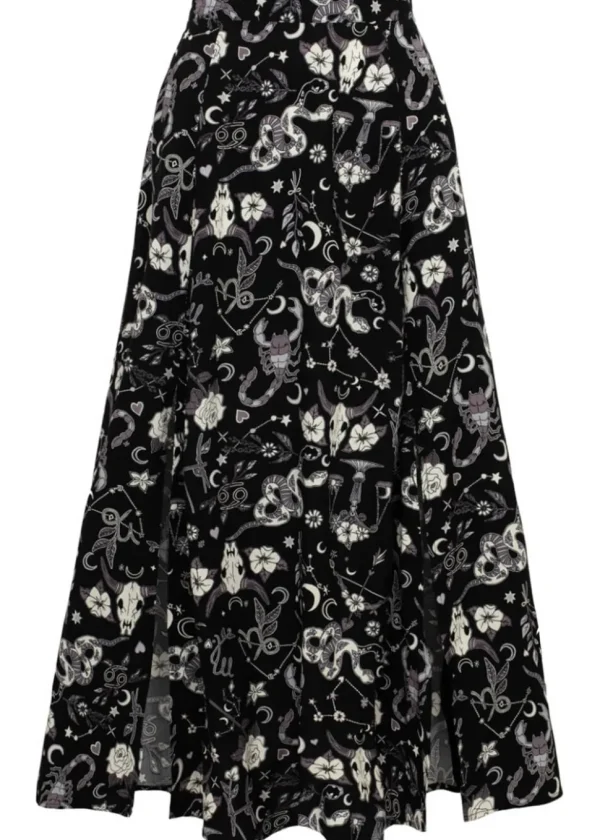 Hell Bunny Star Sign 70's Maxi Skirt Black