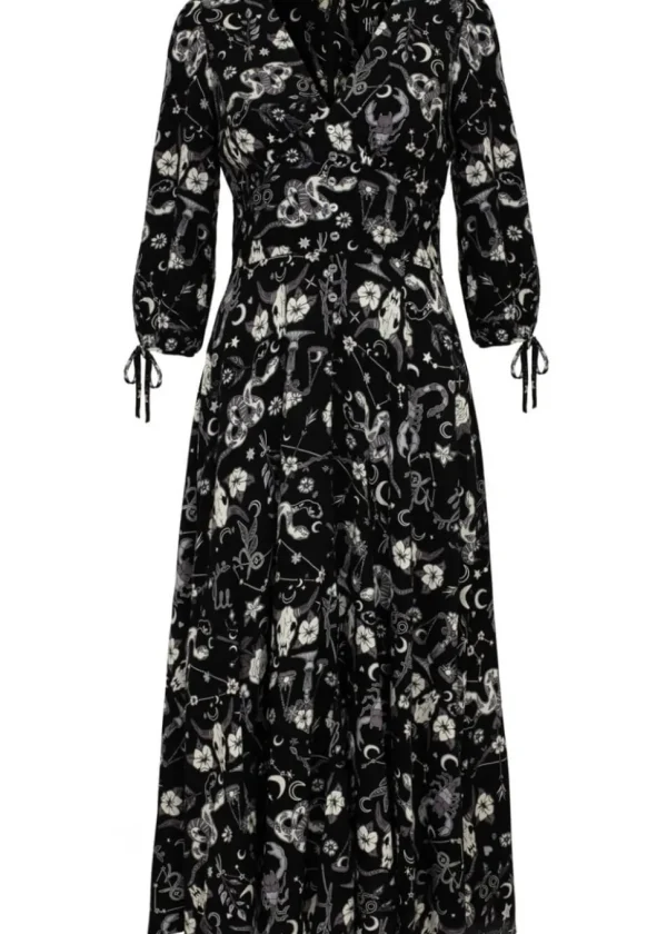 Hell Bunny Star Sign 70's Midi Dress Black