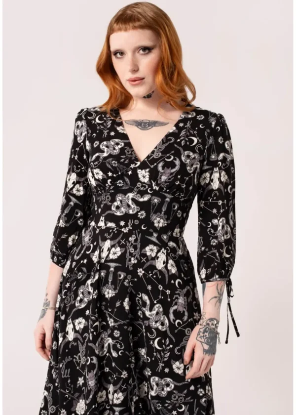 Hell Bunny Star Sign 70's Midi Dress Black