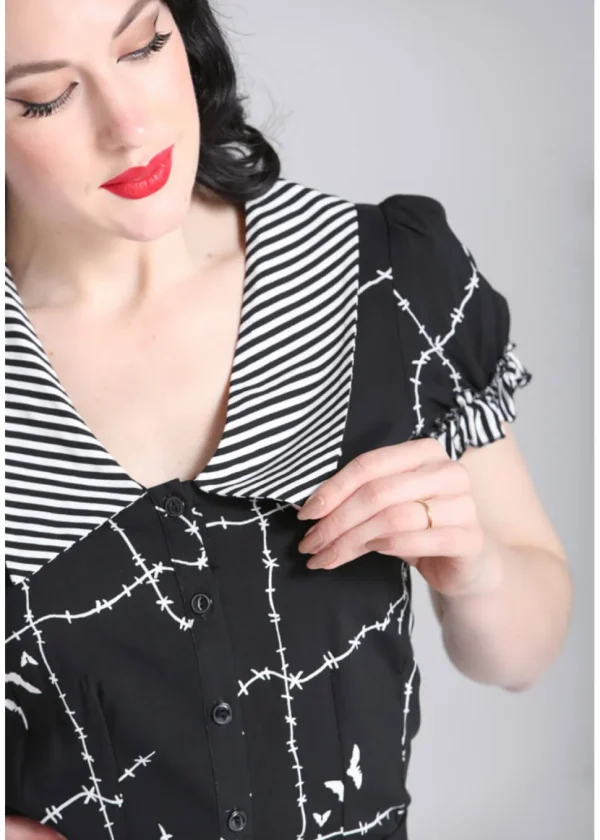 Hell Bunny Stitches 40's Blouse Black