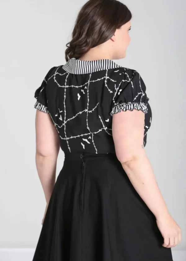 Hell Bunny Stitches 40's Blouse Black