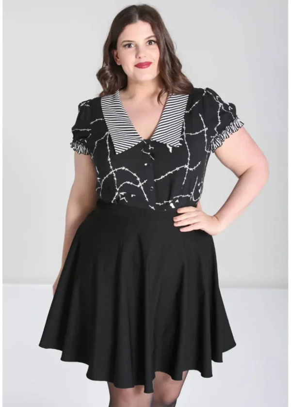 Hell Bunny Stitches 40's Blouse Black