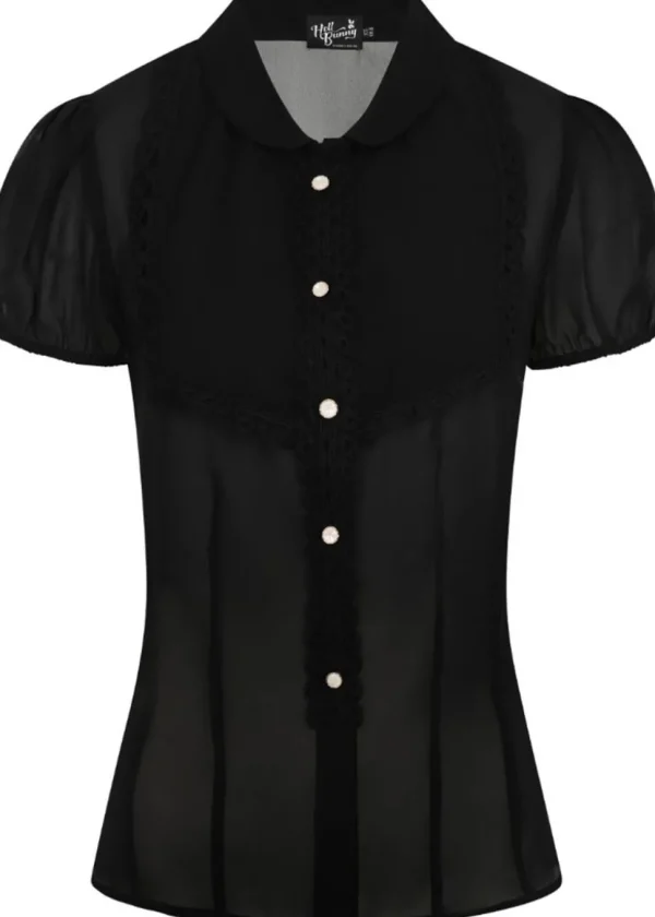 Hell Bunny Taffy 40's Blouse Black