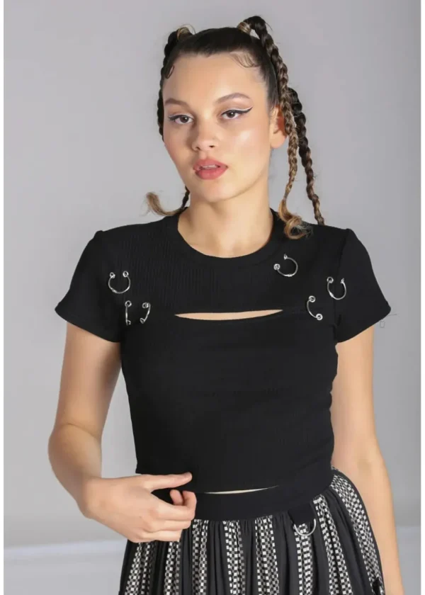 Hell Bunny Taylor 80's Top Black