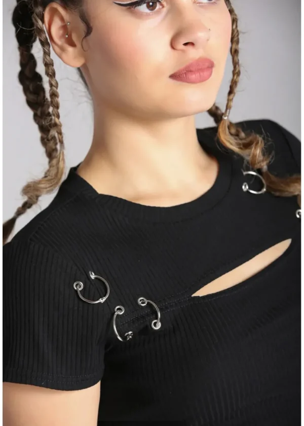 Hell Bunny Taylor 80's Top Black