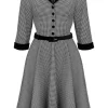 Hell Bunny Teddy Houndstooth 50's Swing Dress Grau