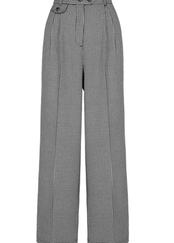 Hell Bunny Teddy Houndstooth 40's Trousers Grey
