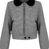 Hell Bunny Teddy Houndstooth 40's Jacket Grey