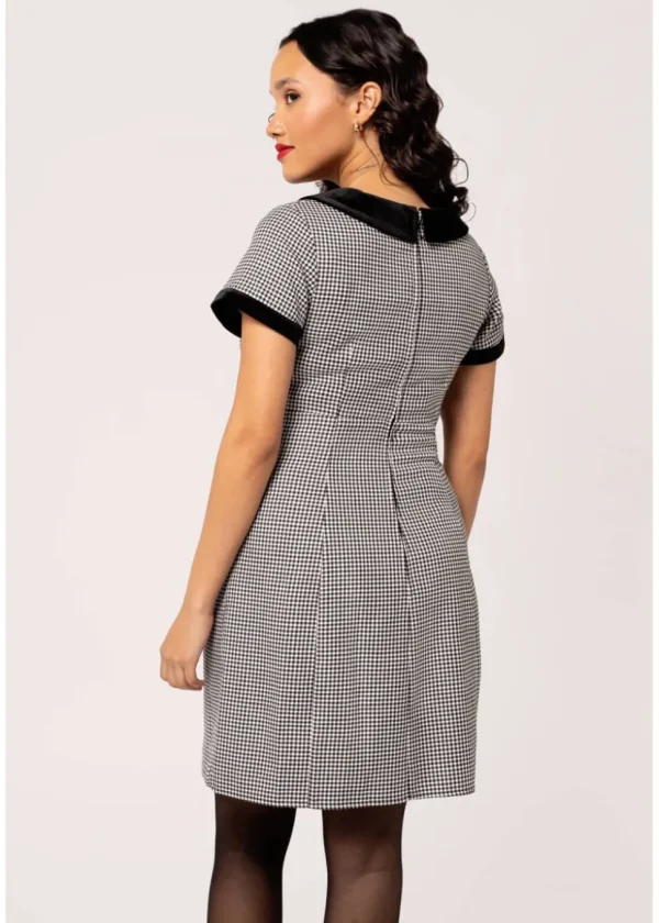 Hell Bunny Teddy Houndstooth 60's Short Dress Grey