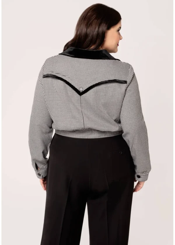 Hell Bunny Teddy Houndstooth 40's Jacket Grey