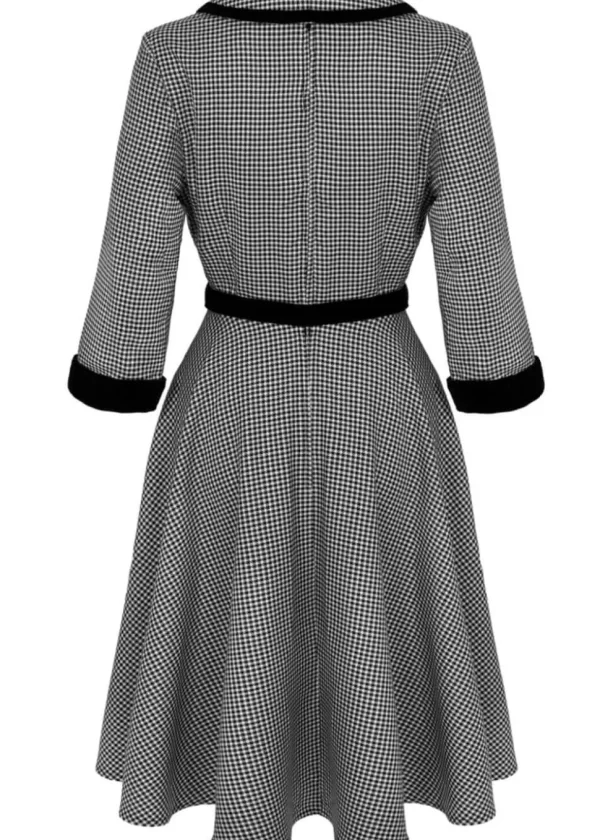Hell Bunny Teddy Houndstooth 50's Swing Dress Grau