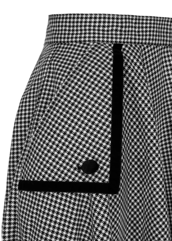 Hell Bunny Teddy Houndstooth 40's Swing Skirt Gray