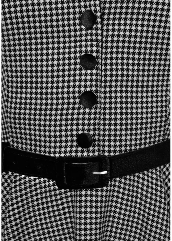 Hell Bunny Teddy Houndstooth 50's Swing Dress Grau