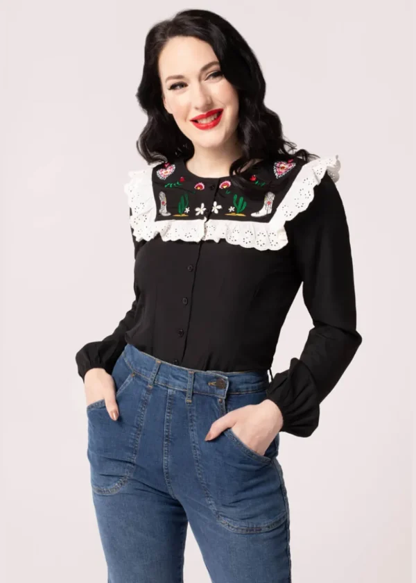 Hell Bunny Tessie Blouse Black