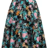 Hell Bunny Umi Floral 50's Swing Skirt Black