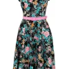 Hell Bunny Umi Floral 50's Swing Dress Black