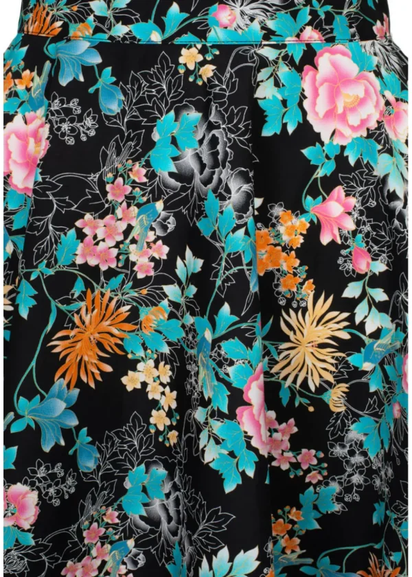 Hell Bunny Umi Floral 50's Swing Skirt Black
