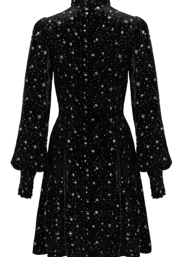 Hell Bunny Vela Stars Velvet 60's A-Line Dress Black