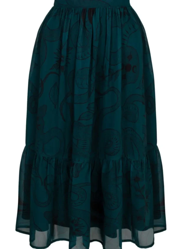 Hell Bunny Venom Snake 70's Skirt Green