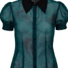 Hell Bunny Venom Snake 40's Blouse Green