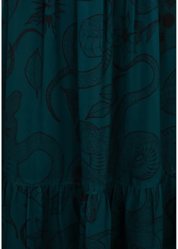 Hell Bunny Venom Snake 70's Skirt Green