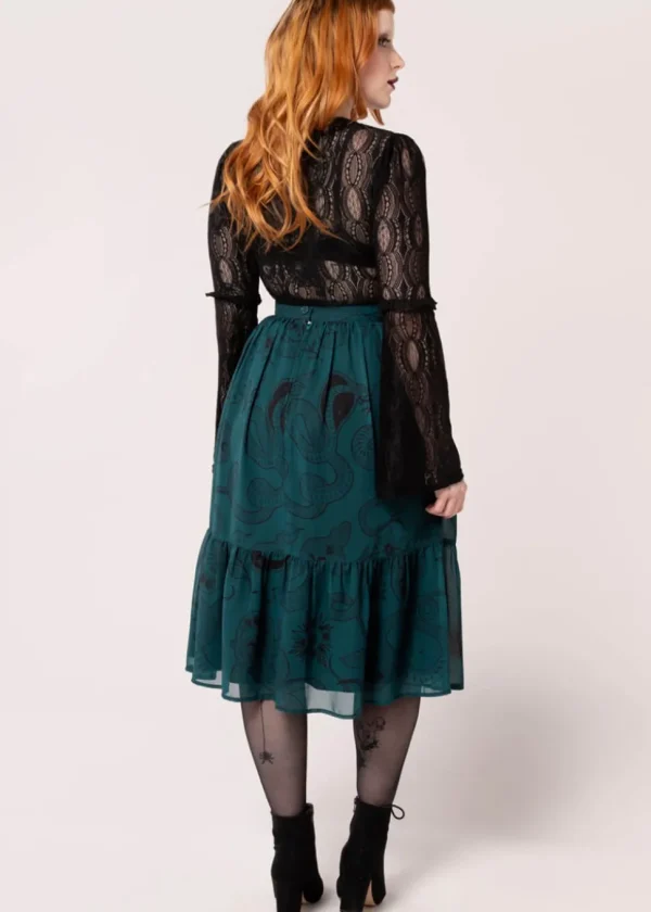 Hell Bunny Venom Snake 70's Skirt Green