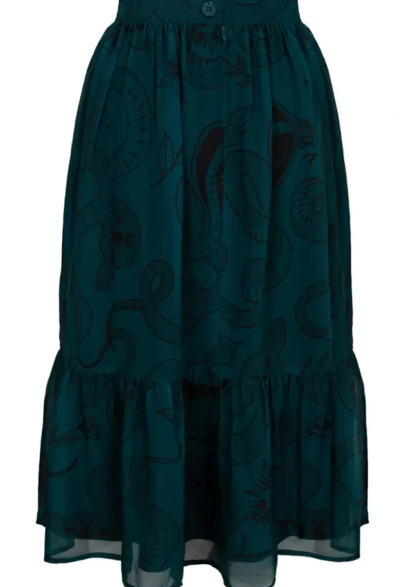 Hell Bunny Venom Snake 70's Skirt Green