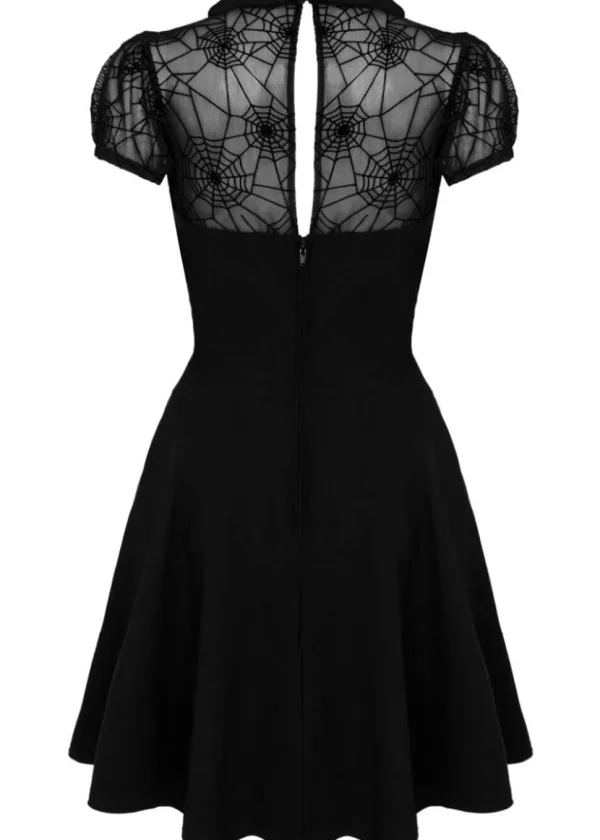 Hell Bunny Viola Spiderweb 40's Swing Dress Black
