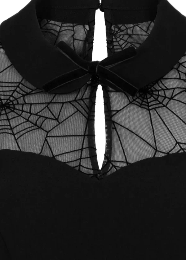 Hell Bunny Viola Spiderweb 40's Swing Dress Black