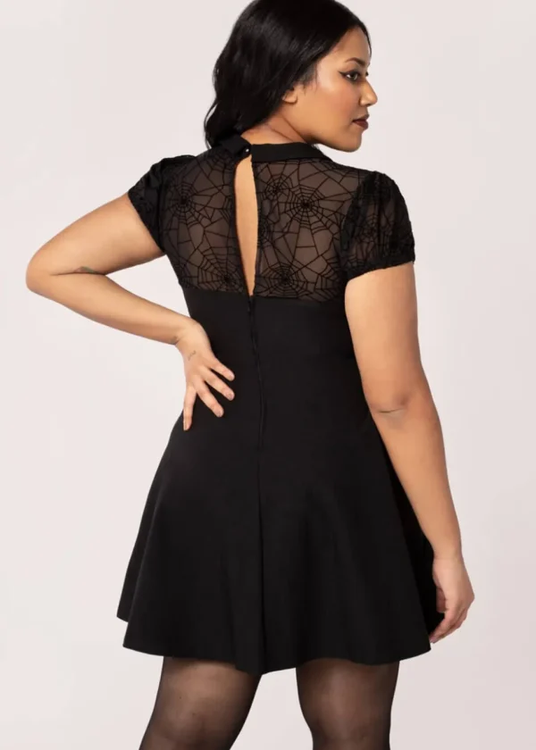 Hell Bunny Viola Spiderweb 40's Swing Dress Black