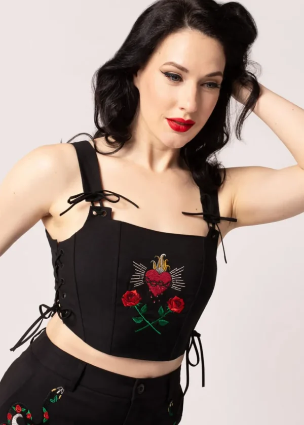 Hell Bunny Viva Maria Corset Top Black