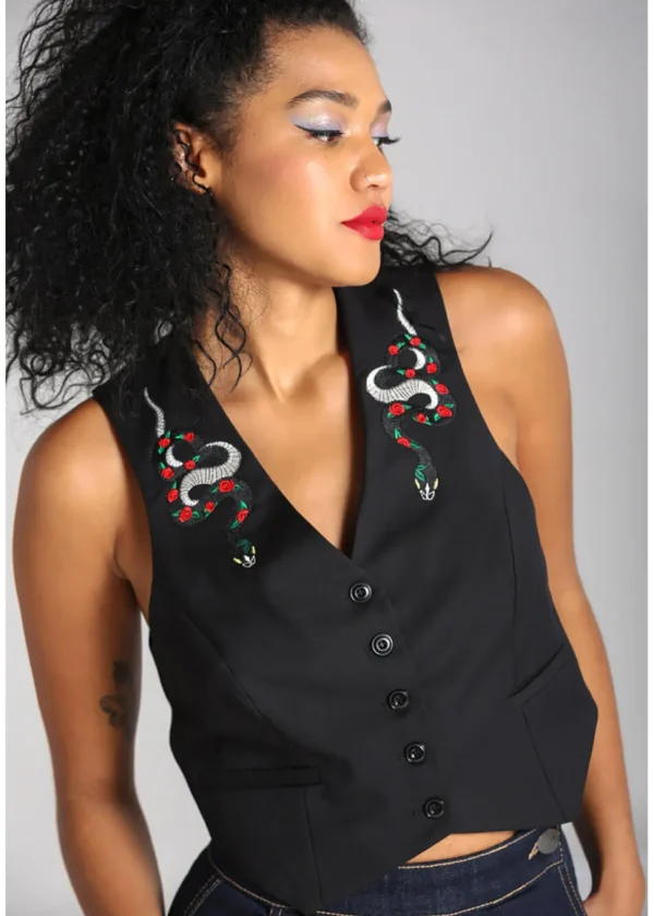 Hell Bunny Viva Maria Waistcoat Black