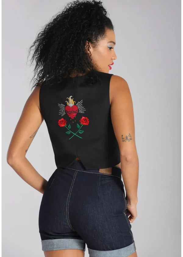 Hell Bunny Viva Maria Waistcoat Black