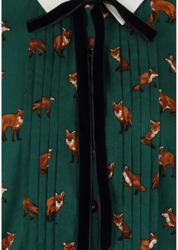 Hell Bunny Vixey Fox 40's Dress Dark Green