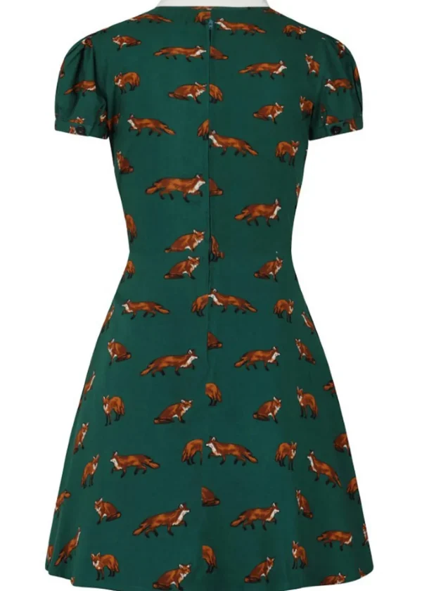 Hell Bunny Vixey Fox 40's Dress Dark Green