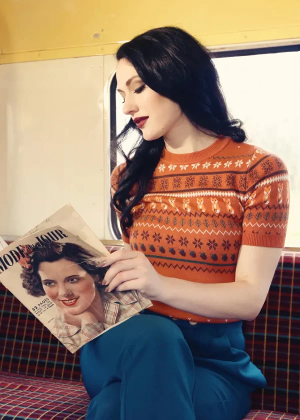 Hell Bunny Vixey 60's Jumper Brown