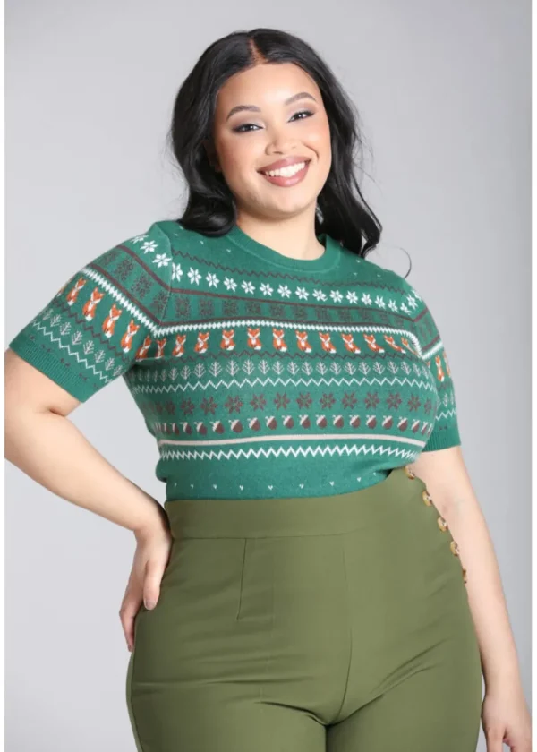 Hell Bunny Vixey 40's Jumper Green