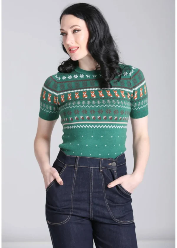 Hell Bunny Vixey 40's Jumper Green
