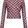 Hell Bunny x Smiley Distortion Mesh Top Black Pink