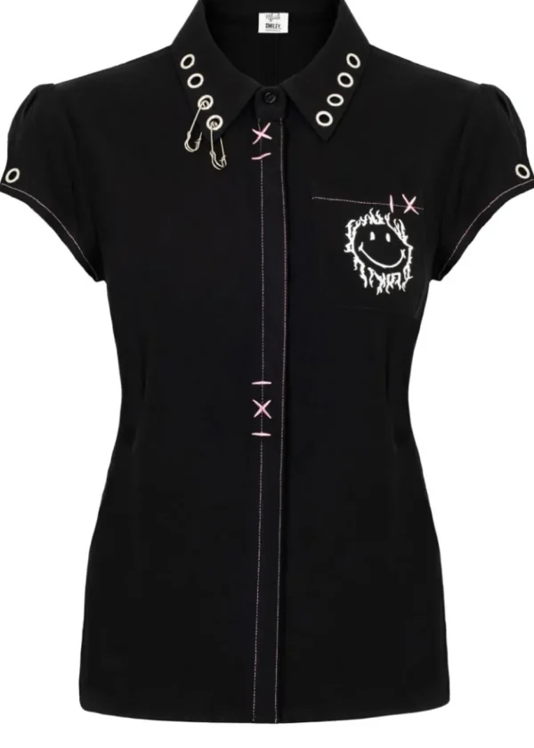 Hell Bunny x Smiley Dylan Shirt Black
