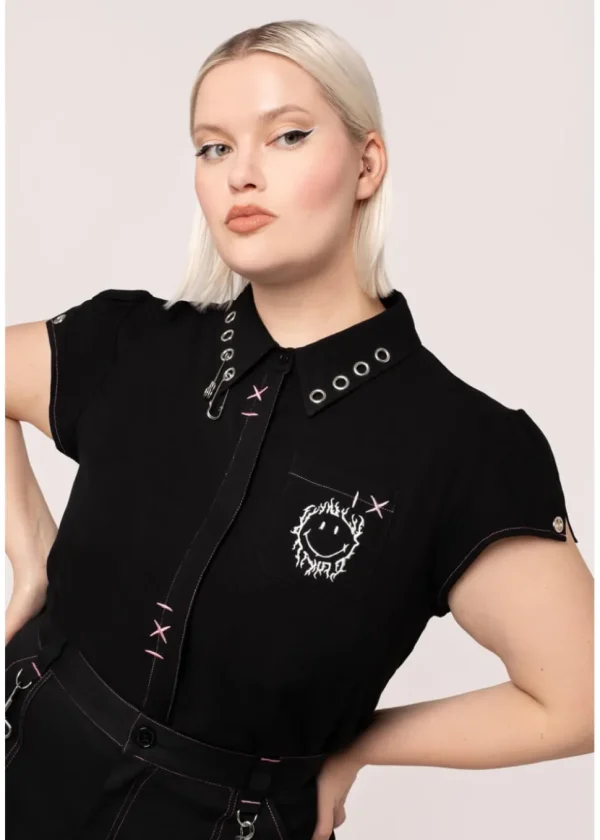 Hell Bunny x Smiley Dylan Shirt Black