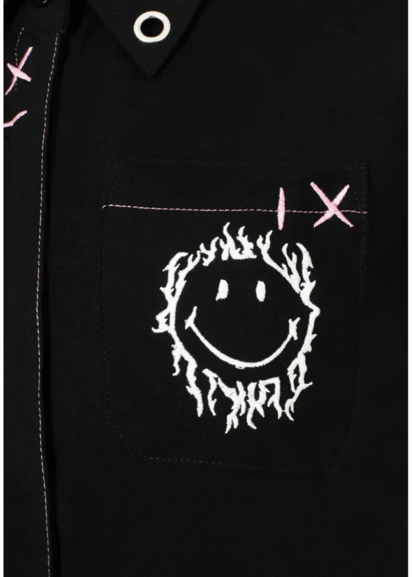 Hell Bunny x Smiley Dylan Shirt Black