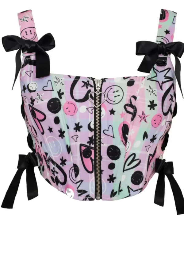 Hell Bunny x Smiley Robbie Corset Top Multicolour